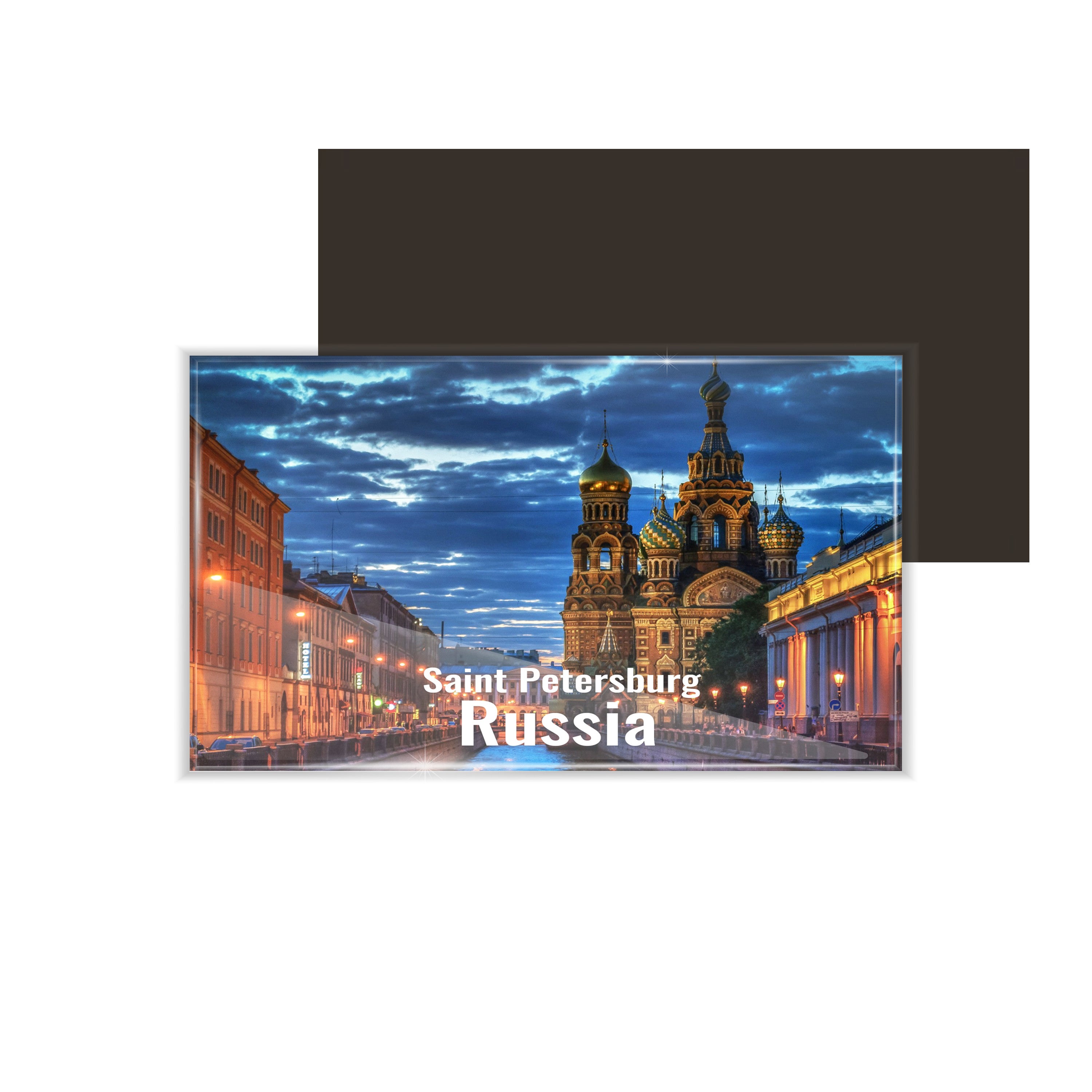 dhcrafts Fridge Magnet Rectangle Acrylic Glass (8.6 x 5.4 cm) Multicolor Travel Russia D2 Design Pack of 1